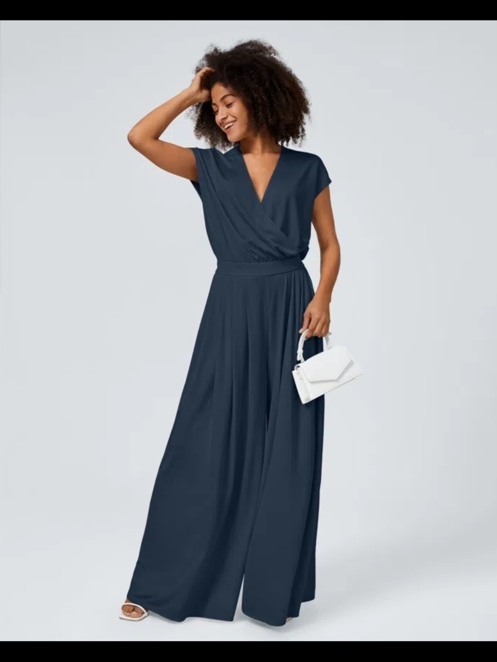 Women's Navy Wide-Leg Jumpsuit